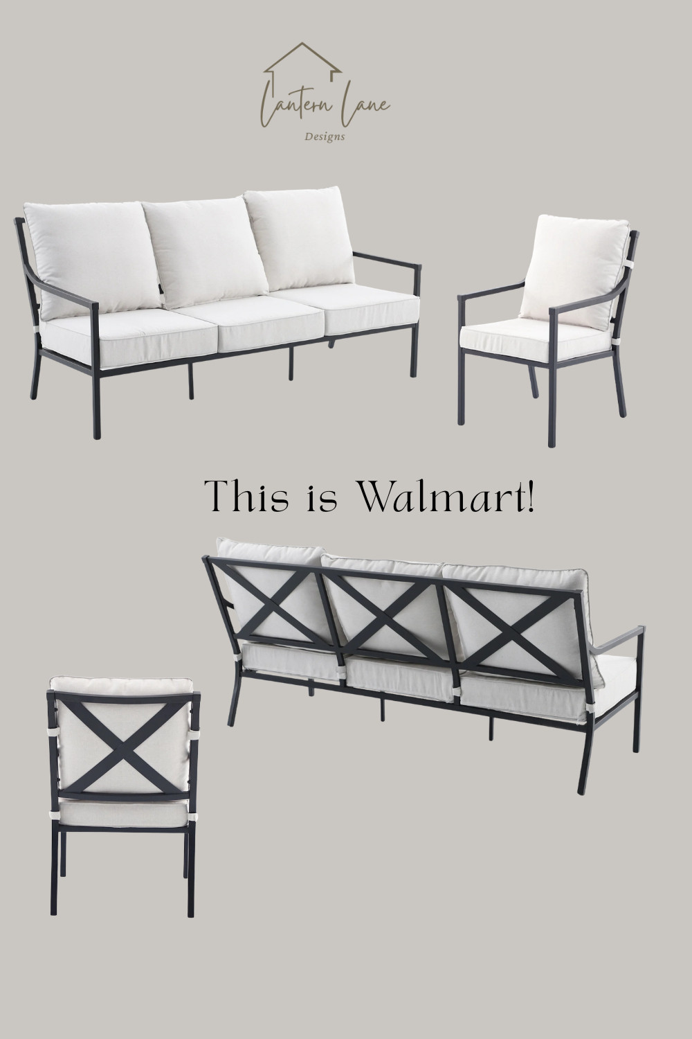 Beautiful outdoor patio set from Walmart.I absolutely love the x back detail and this outdoor furniture is so affordable! It will sell out quickly.  

 #LTKHome