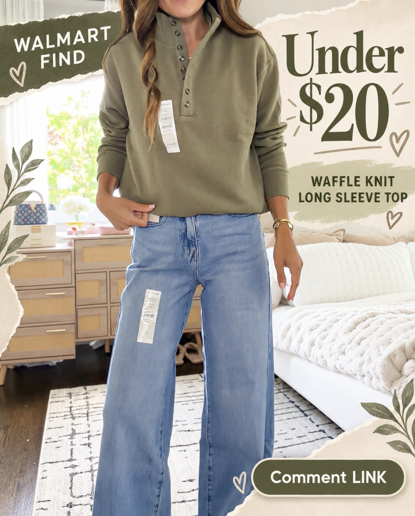 This under-$20 Walmart top is the fall basic I’ll reach for nonstop! The waffle texture and button neckline make it feel so much cuter than a basic long sleeve 🤎 Comment LINK and I’ll send it!

#LTKOver40 #LTKootd #LTKmomlife