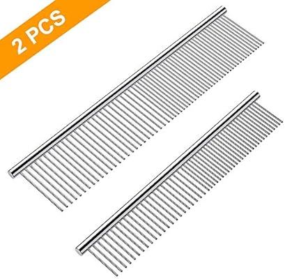 Cafhelp 2 Pack Dog Combs with Rounded Ends Stainless Steel Teeth, Cat Comb for Removing Tangles a... | Amazon (US)