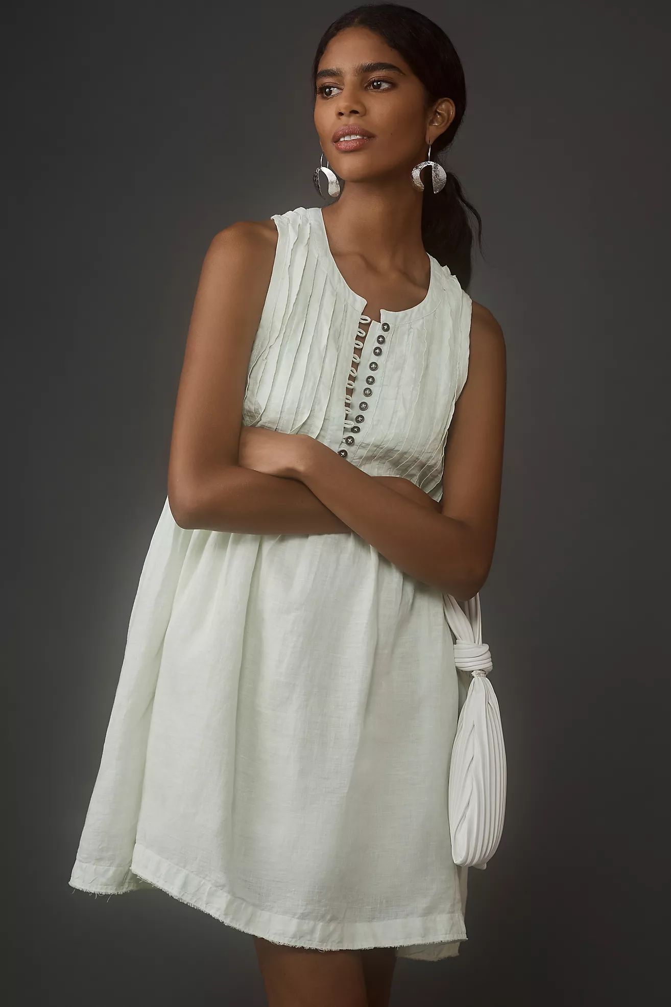 By Anthropologie Linen Sleeveless Pleated Mini Dress | Anthropologie (US)