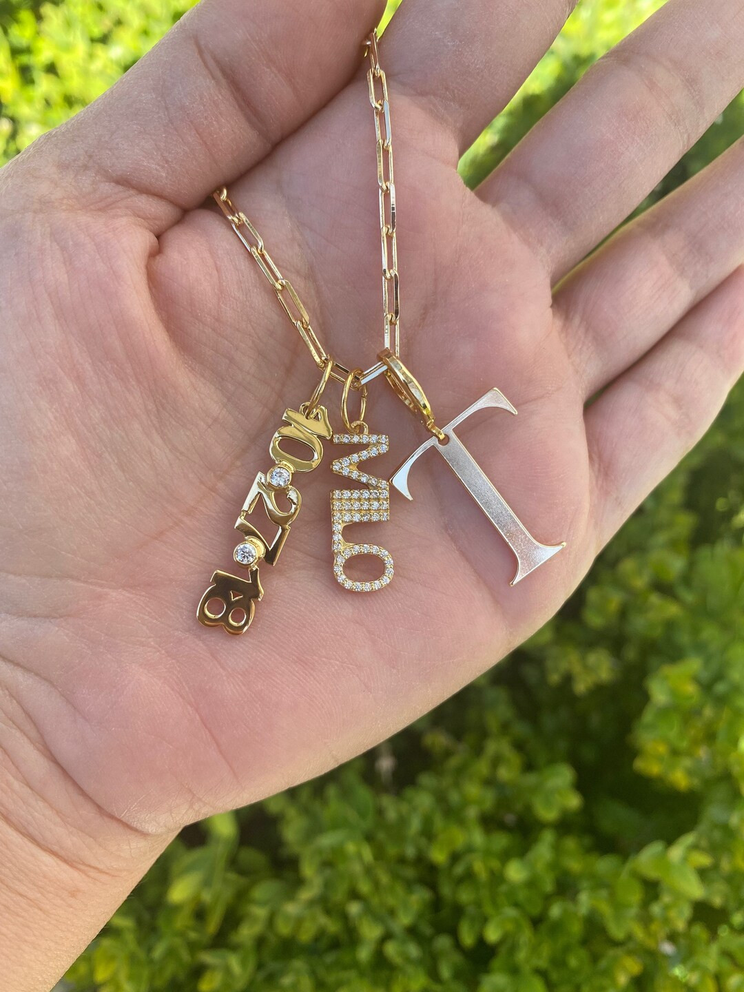 As Seen on Tara Moni. Personalized Pave Name Charms. Diamond Charms. Custom Name Charms. Jumbo In... | Etsy (US)