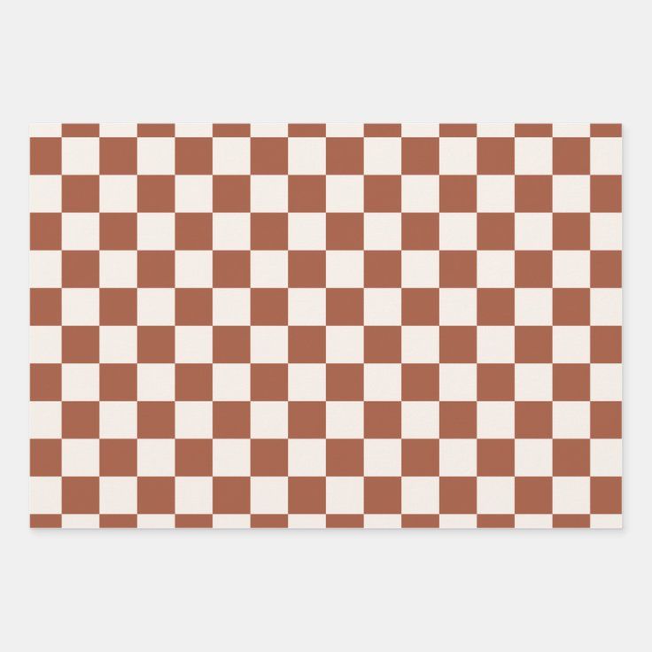 Check Rust Checkered Terracotta Checkerboard Wrapping Paper Sheets | Zazzle | Zazzle