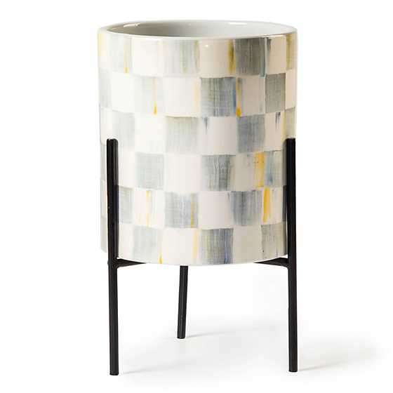 Sterling Check Tabletop Planter | MacKenzie-Childs