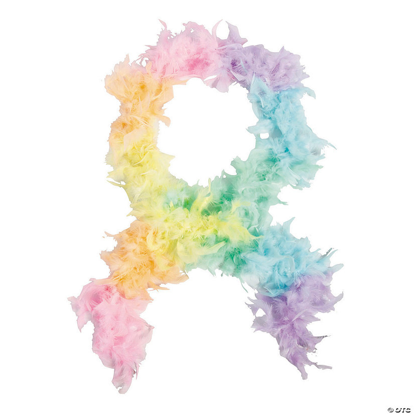 6 Ft. 40-Gram Pastel Rainbow Section Feather Boa | Oriental Trading Company