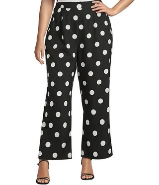 Plus Size Randal Polka Dot Print High Rise Wide Leg Coordinating Pants | Dillard's