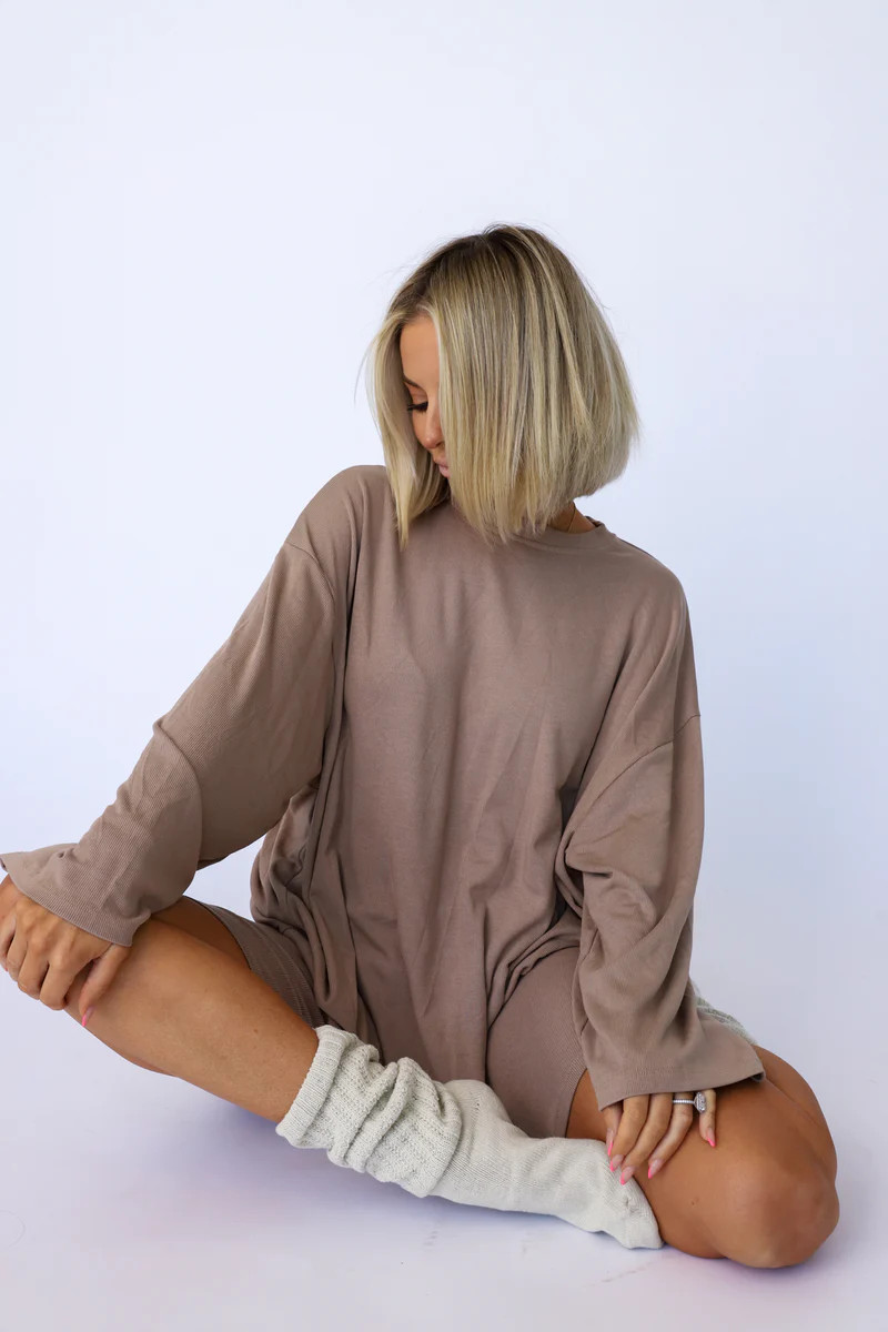 All Weekend Long Set Long Sleeve Biscotti | The Foxy Kind