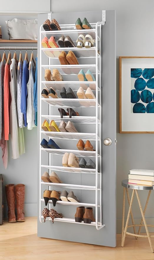 Whitmor 36 Pair Over The Door Shoe Rack, 12 Tier Hanging Shoe Organizer, Heavy Duty Metal & Mesh ... | Amazon (US)