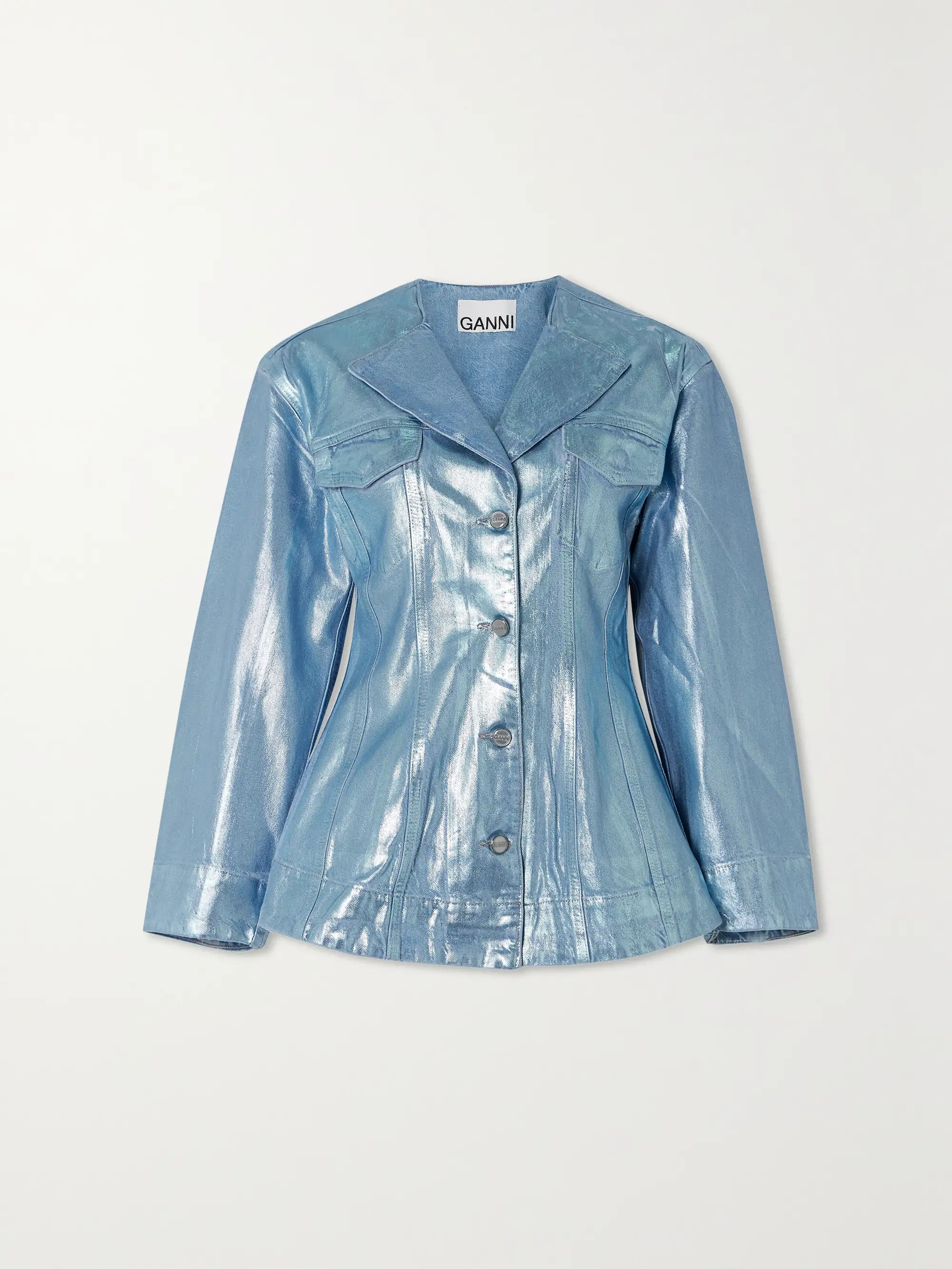 Metallic coated organic denim blazer | NET-A-PORTER (US)