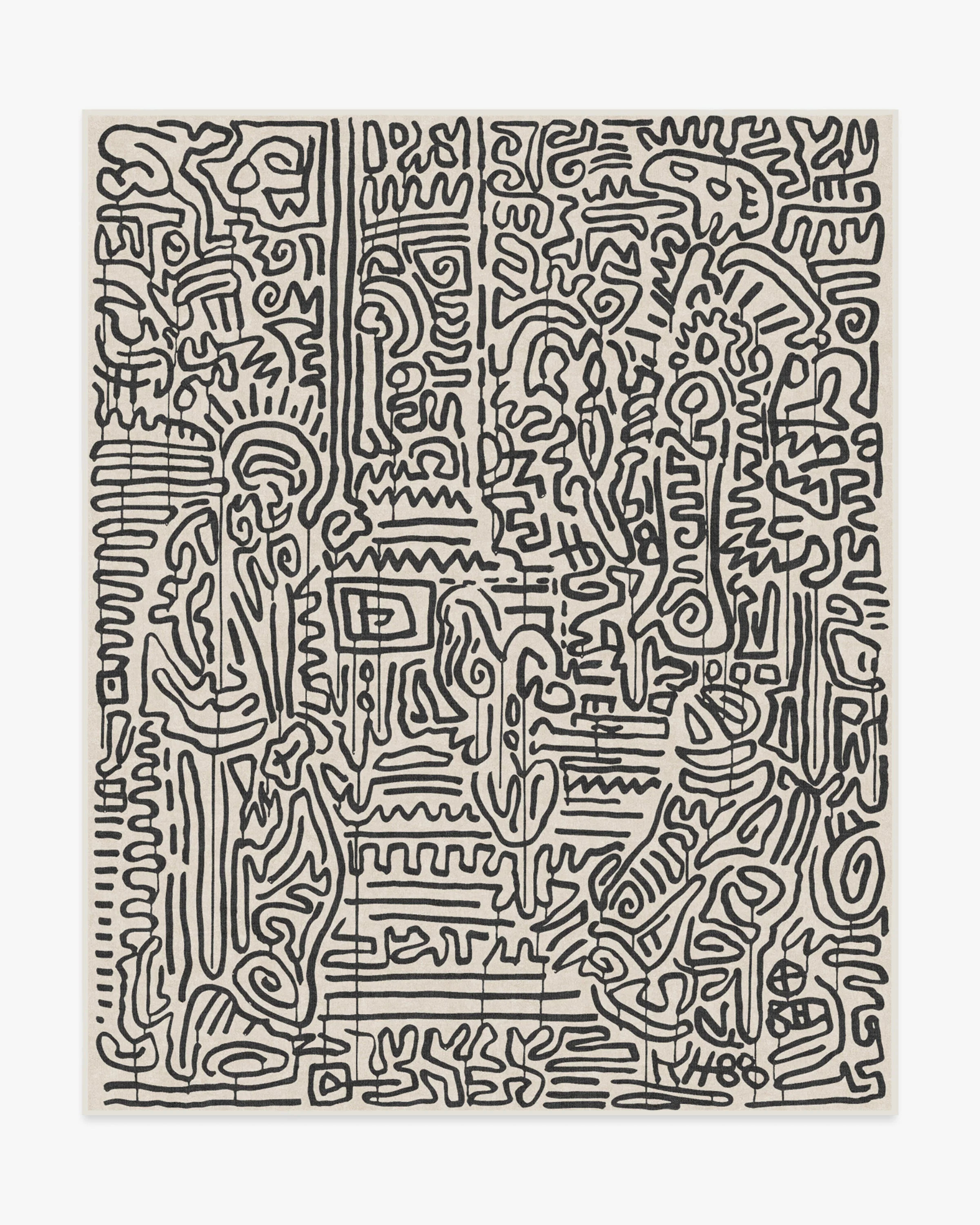 Keith Haring Freestyle Black & Ivory Rug | Ruggable US | Ruggable