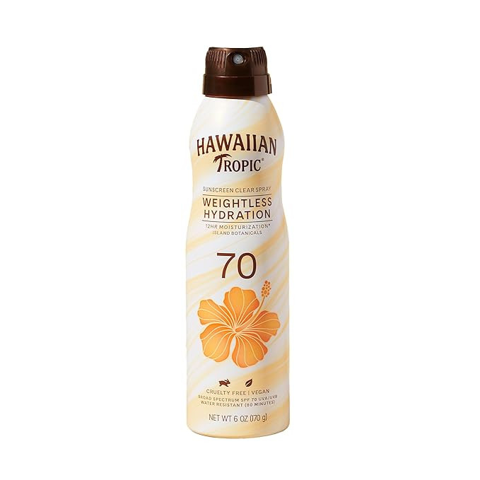 Hawaiian Tropic Weightless Hydration Clear Spray Sunscreen SPF 70, 6oz | Hawaiian Tropic Sunscree... | Amazon (US)