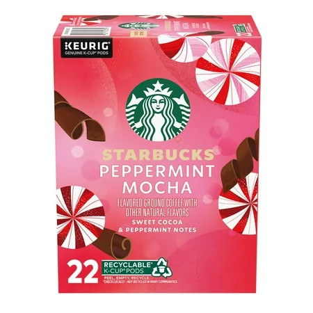 Starbucks Peppermint Mocha Flavored Coffee, Keurig K-Cup Coffee Pods, 22 Count | Walmart (US)