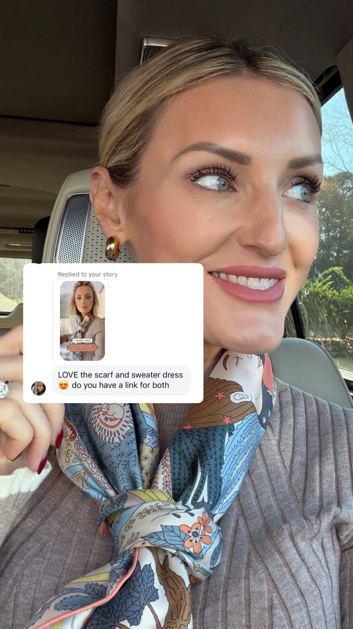 Exact scarf is Hermes that I bought in Paris! Dress is Varley but limited stock - I wear size small! 