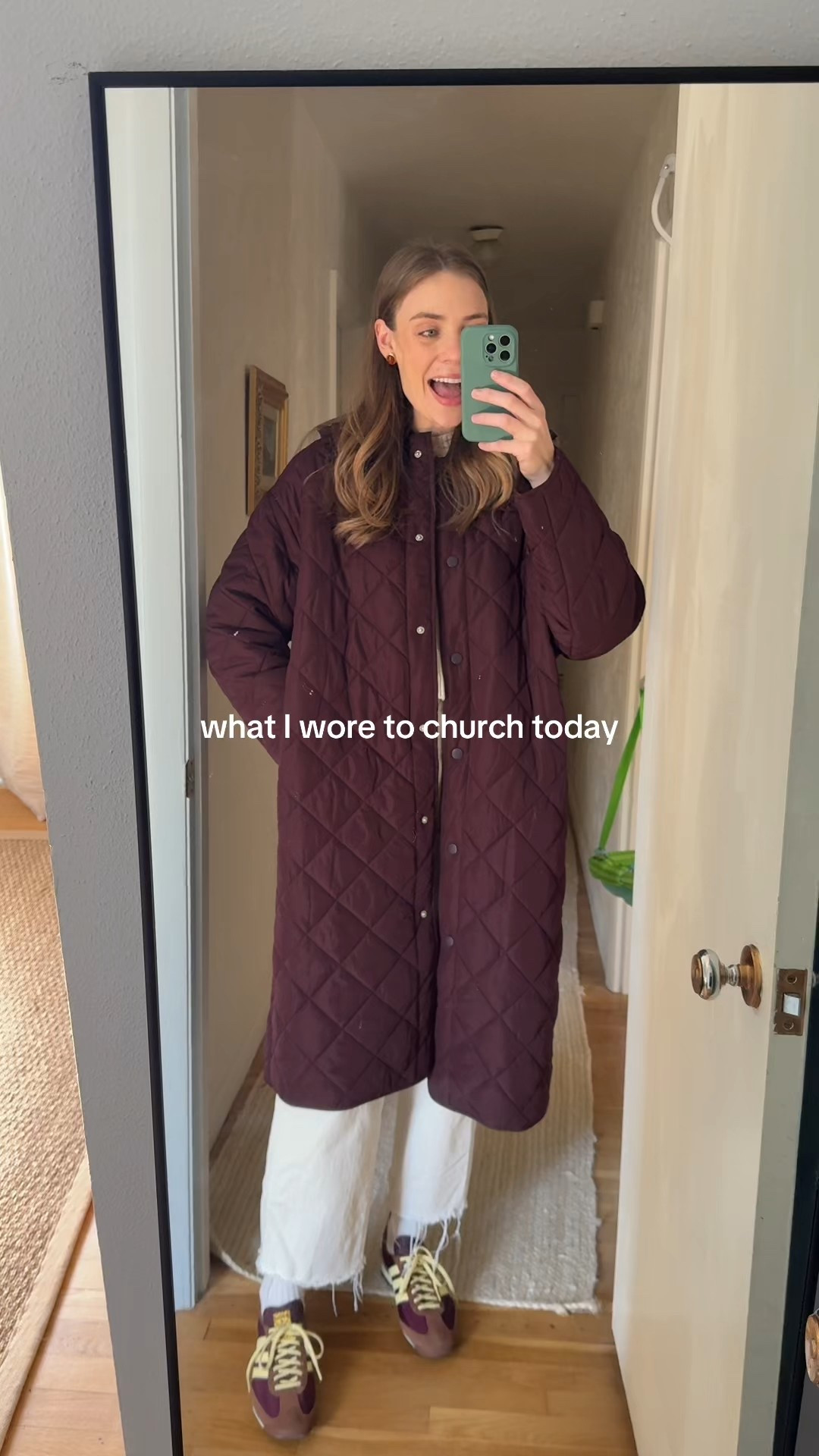 What I wore to church today! Look how precious this quilted coat is! The plum color and Peter pan collar are perfection! 

#LTKTall #LTKootd #LTKgrwm
