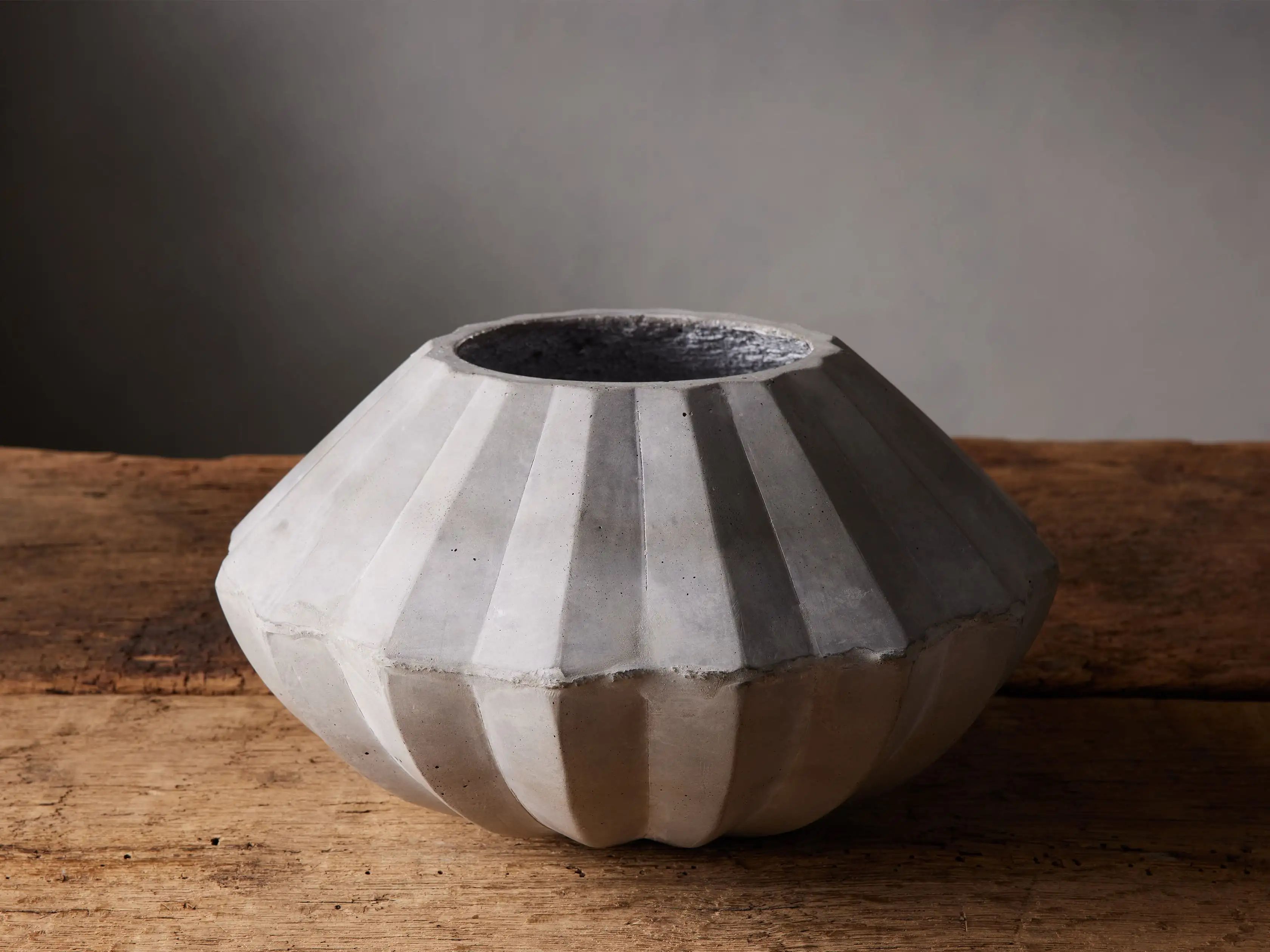 Tahola Fluted Cement Vase | Arhaus