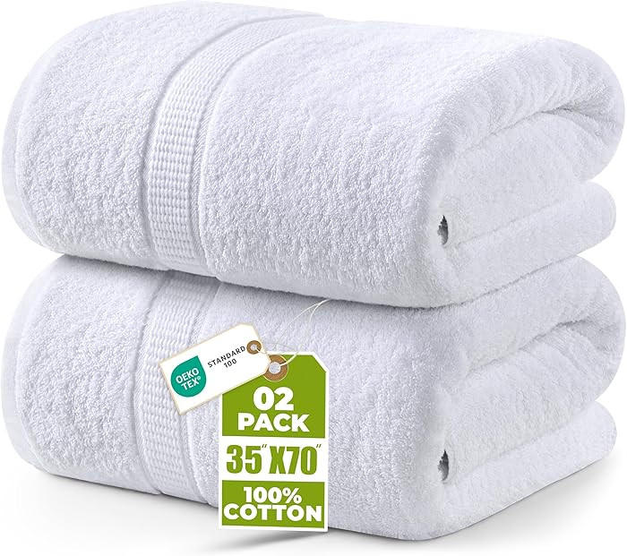 Utopia Towels Luxurious Jumbo Bath Sheet 2 Piece, 600 GSM, 35 by 70 Inches, 100% Ring Spun Cotton... | Amazon (US)