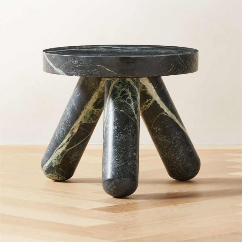 Jaxx Modern Green Marble Side Table | CB2 | CB2