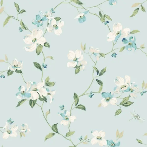 Dogwood Wallpaper- Light Blue | York Wallcoverings