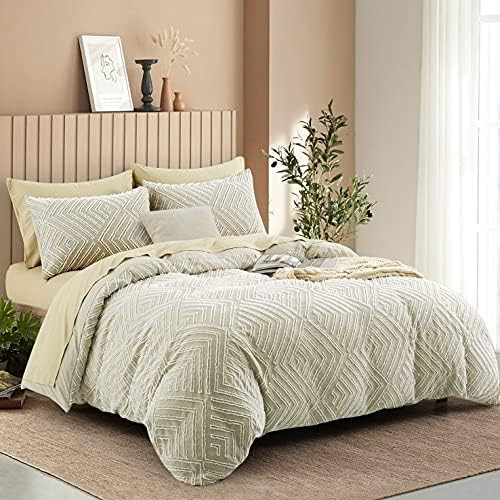 BEDAZZLED Duvet Cover King Size, 3PCS Tufted Jacquard Comforter Cover Set, Soft and Embroidery Chic  | Amazon (US)