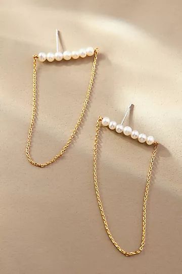 Pearl-Embellished Chain Crawler Earrings | Anthropologie (US)