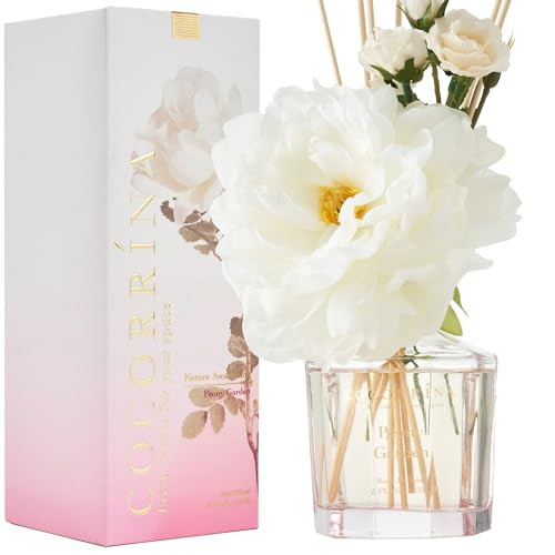 COCORRÍNA Reed Diffuser - Peony Garden 8.5oz Flower Reed Diffuser Set with 8 Sticks, Home Fragrance Reed Diffuser for Home Bedroom Office Bathroom Shelf Decor (Master Collection) | Amazon (US)