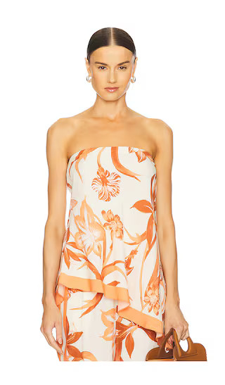 Asymmetrical Strapless Top in Beige Brown | Revolve Clothing (Global)