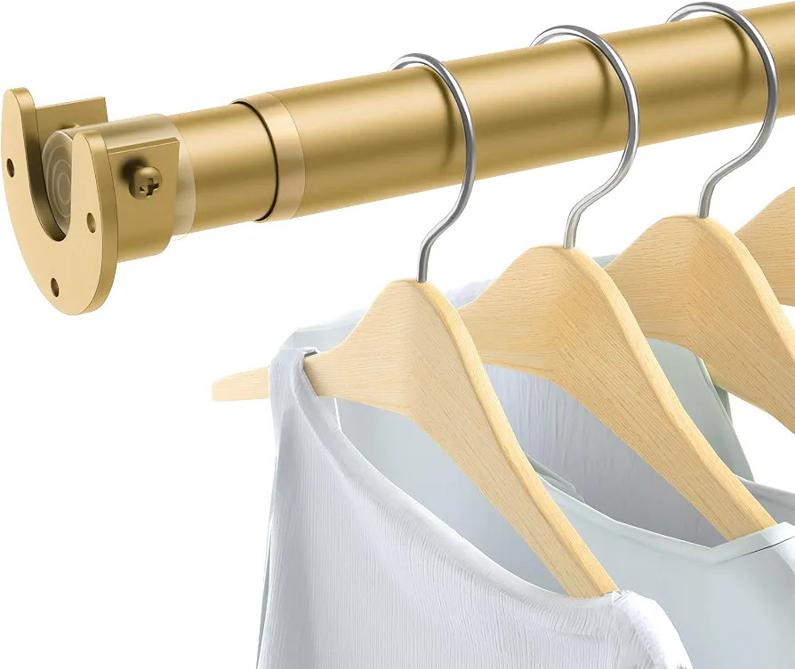 Closet Rod, Stepless Adjustable Closet Rods for Hanging Clothes, 54in, Gold | Amazon (US)