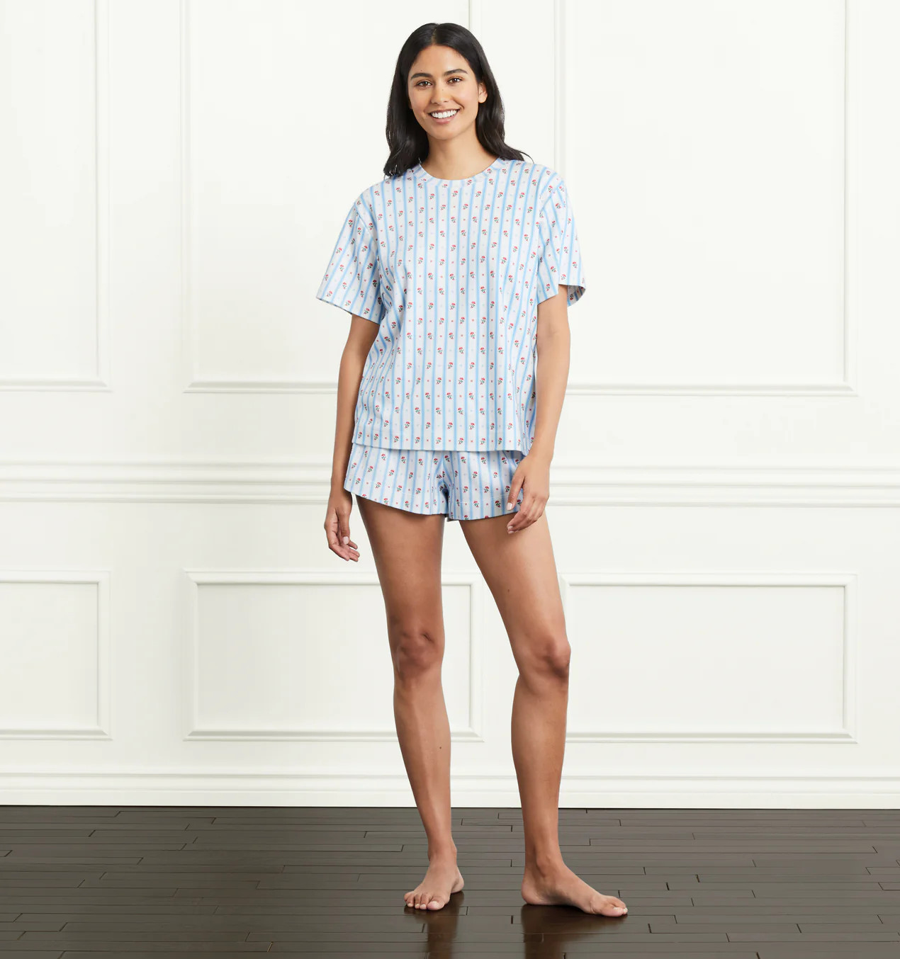 The Gemma Sleep Shorts - Floral Stripe | Hill House Home US