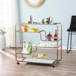 Carson Carrington Stovring Champagne Gold Mirrored Bar Cart | Bed Bath & Beyond