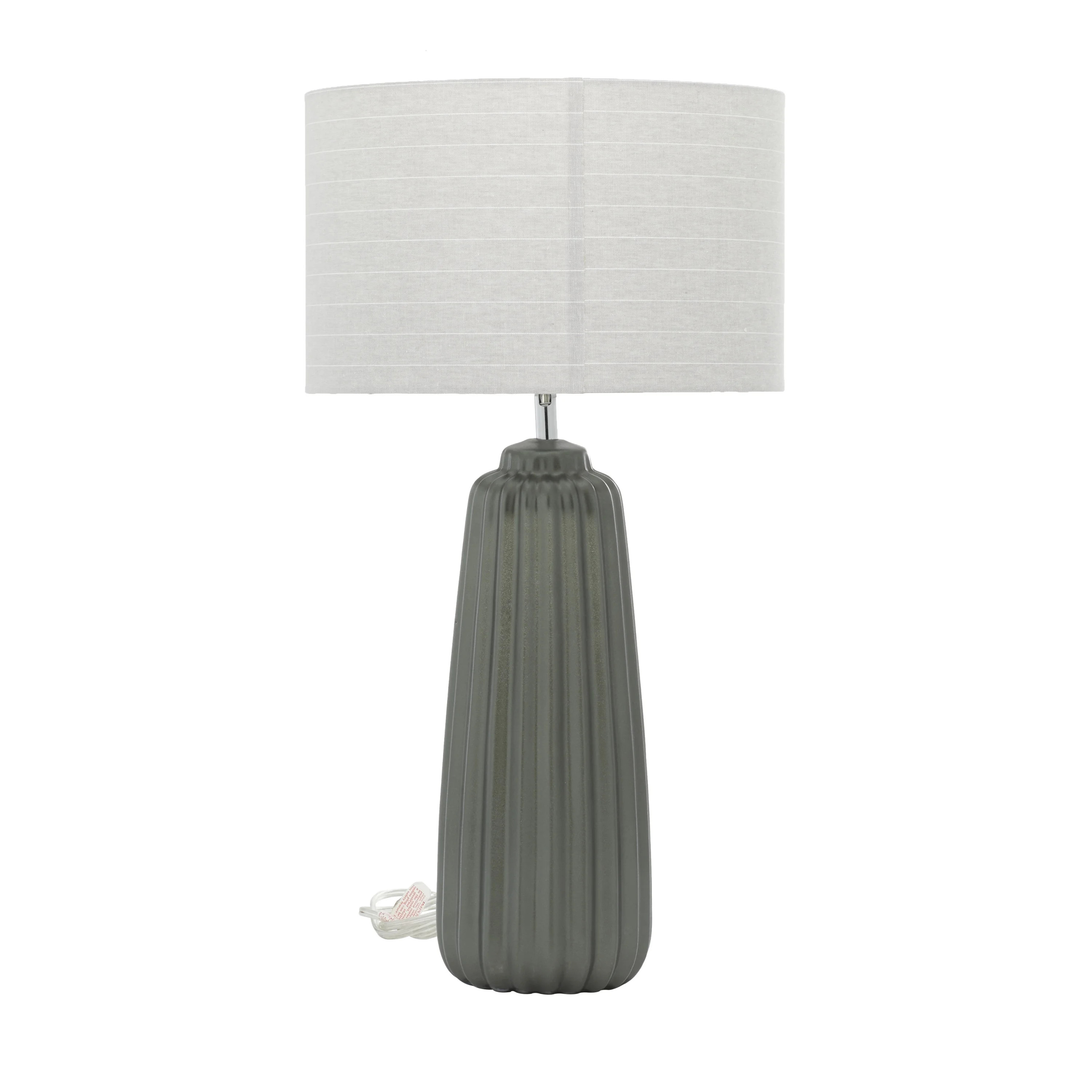DecMode 24" Dark Gray Table Lamp with Gray Fabric Shade | Walmart (US)