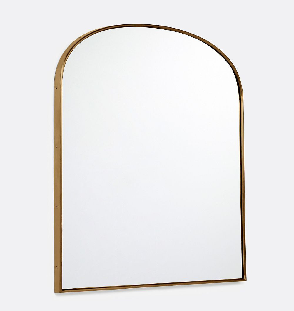 Arched Metal Framed Mirror, 36"" x 40"" - Heritage Brass - French Cleat | Rejuvenation