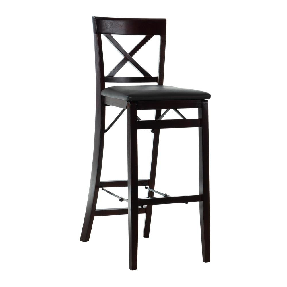 Linon Home Decor Triena 30 in Espresso X Back Folding Bar Stool, Brown | The Home Depot
