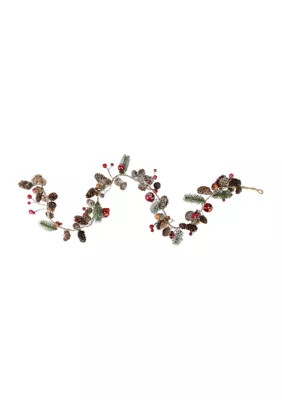 Northlight 39.5Inch Pine Cones and Berries with Ornaments Christmas Twig Garland - Unlit | Belk