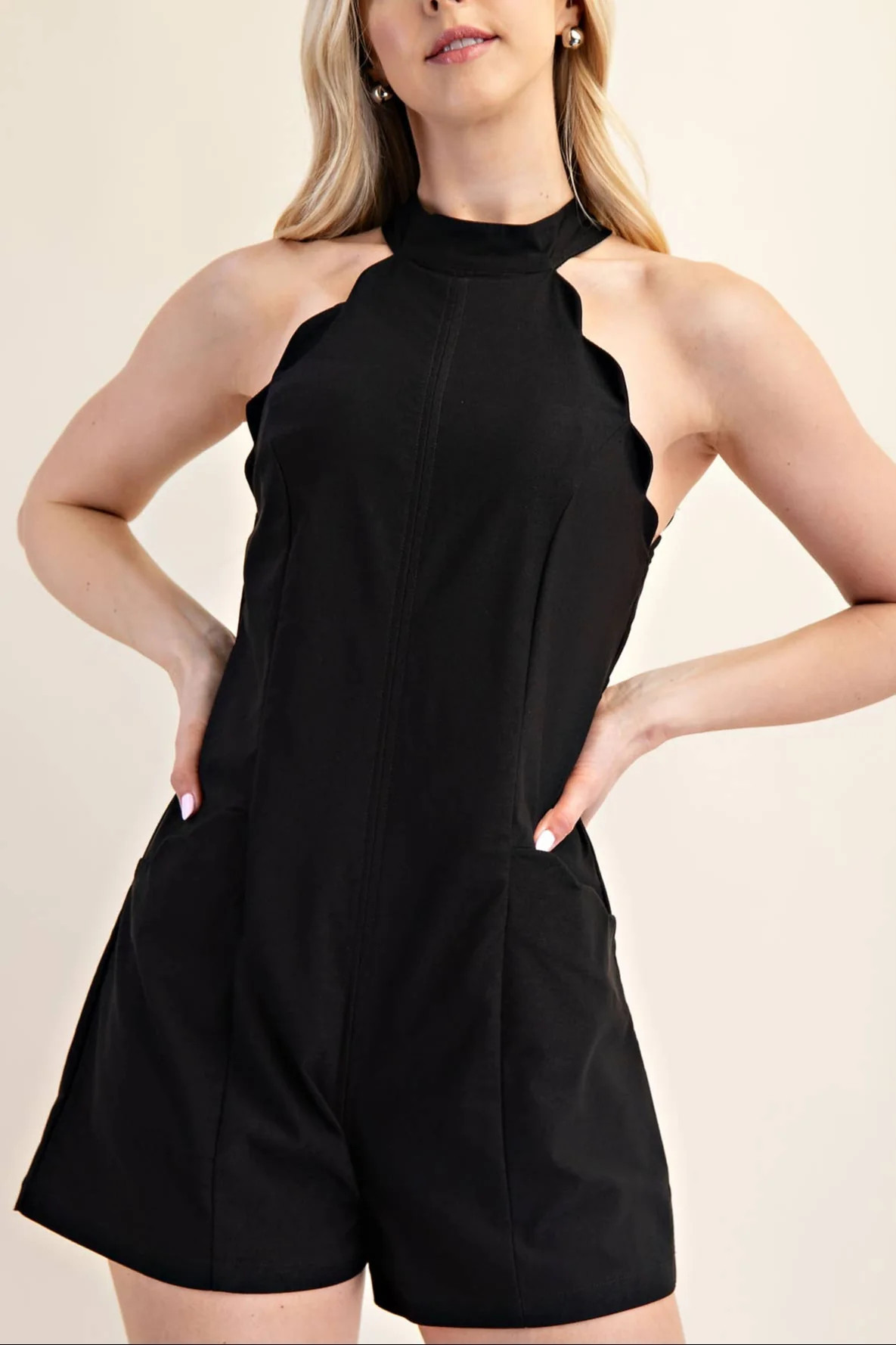 Hattie Scallop Halter Romper | MTT Collective