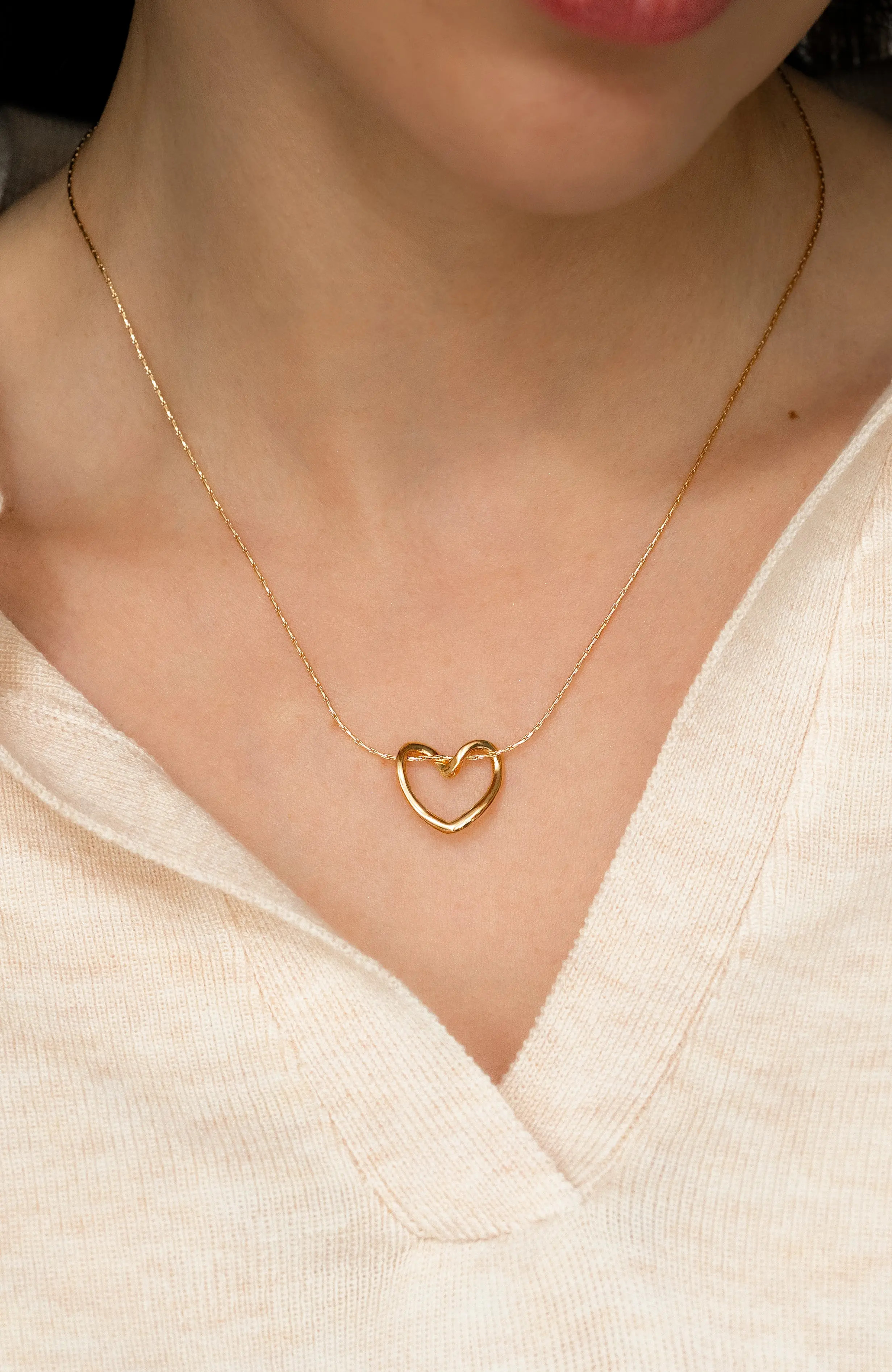 Mint & Lily Open Heart Necklace in Gold at Nordstrom, Size 16 | Nordstrom
