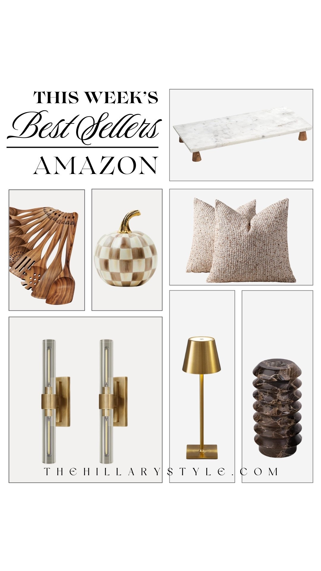 This week’s Amazon home best sellers are full of cozy, elevated touches for early fall. The Mackenzie-Childs pumpkin adds a charming seasonal statement, while cordless table lamps and marble candle holders elevate everyday corners. I also added wooden utensils, a luxe charcuterie tray, and soft pillow covers — small details, big impact.

#LTKOver40 #LTKSeasonal #LTKHome
