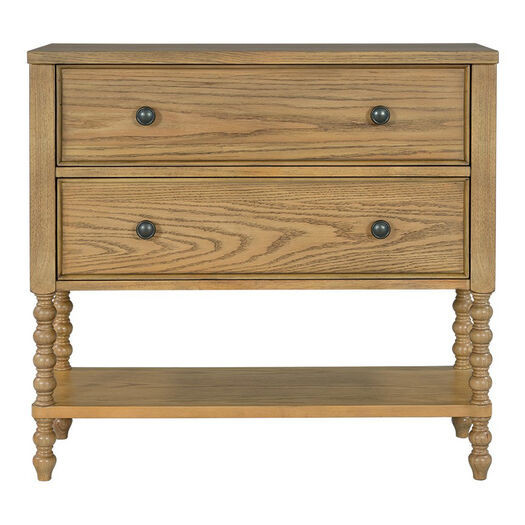 Natural Wood Turned Leg 2 Drawer Storage Chest with Shelf by World Market | World Market
