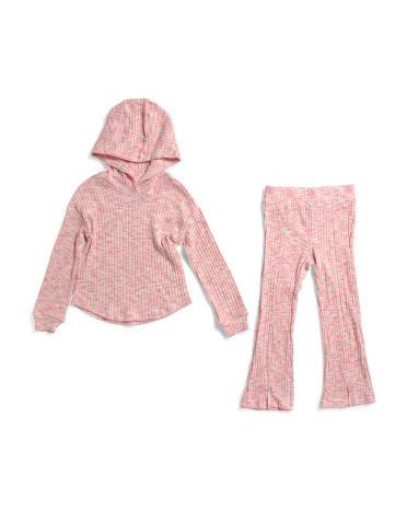 Little Girls 2pc Hooded Pull Over And Flared Pants Set | TJ Maxx