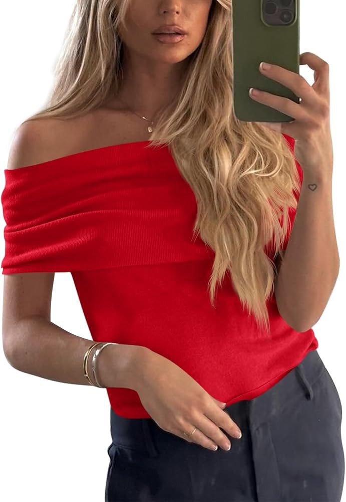 Imily Bela Women's Off The Shoulder Sweaters Casual Knit Sleeveless Summer Y2K Going Out Tops Blo... | Amazon (US)