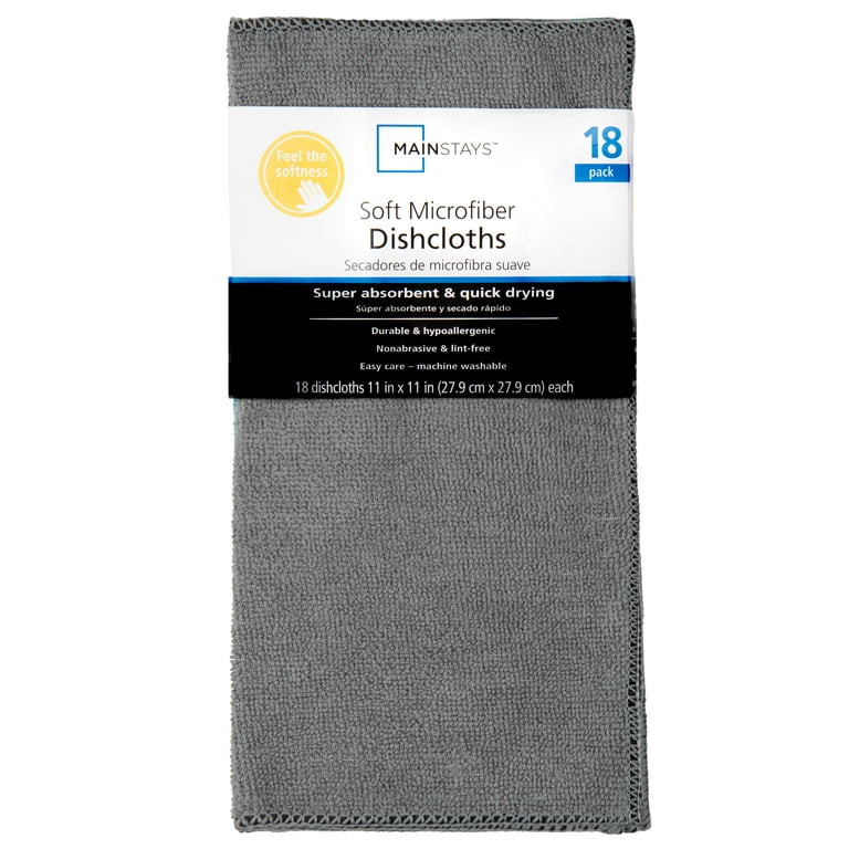 Mainstays Microfiber Assorted Solid Colors Dishcloths, 18 Piece | Walmart (US)