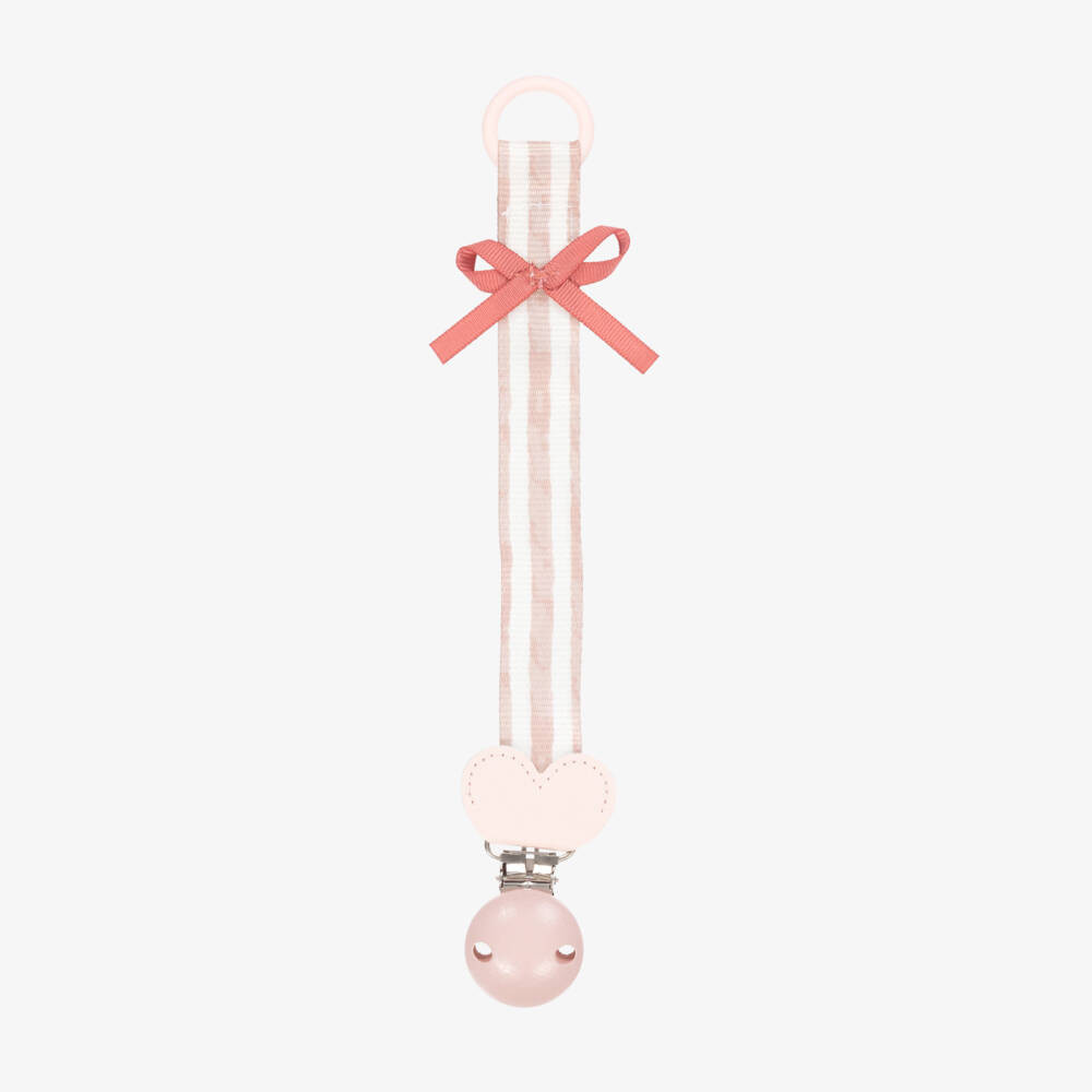 Elodie Girls Pink Candy Stripes Dummy Clip | Childrensalon