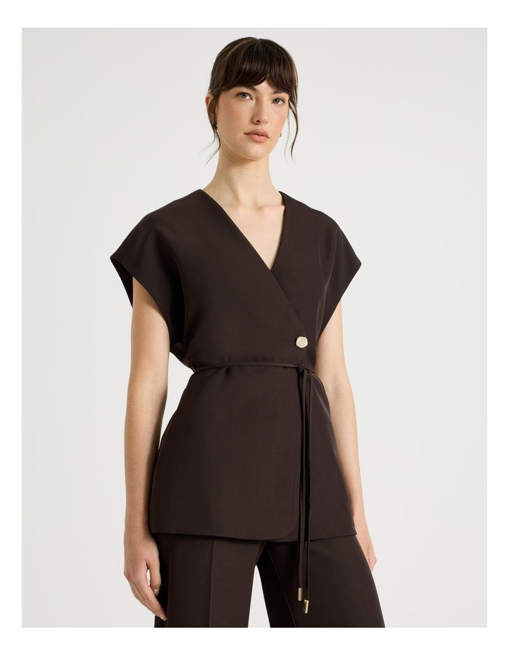 Basque Drape Twill Wrap Vest in Brown 16 | Myer