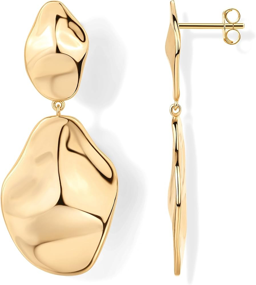 PAVOI 14K Gold Plated Teardrop Statement Drop Dangle Earrings for Women | Amazon (US)