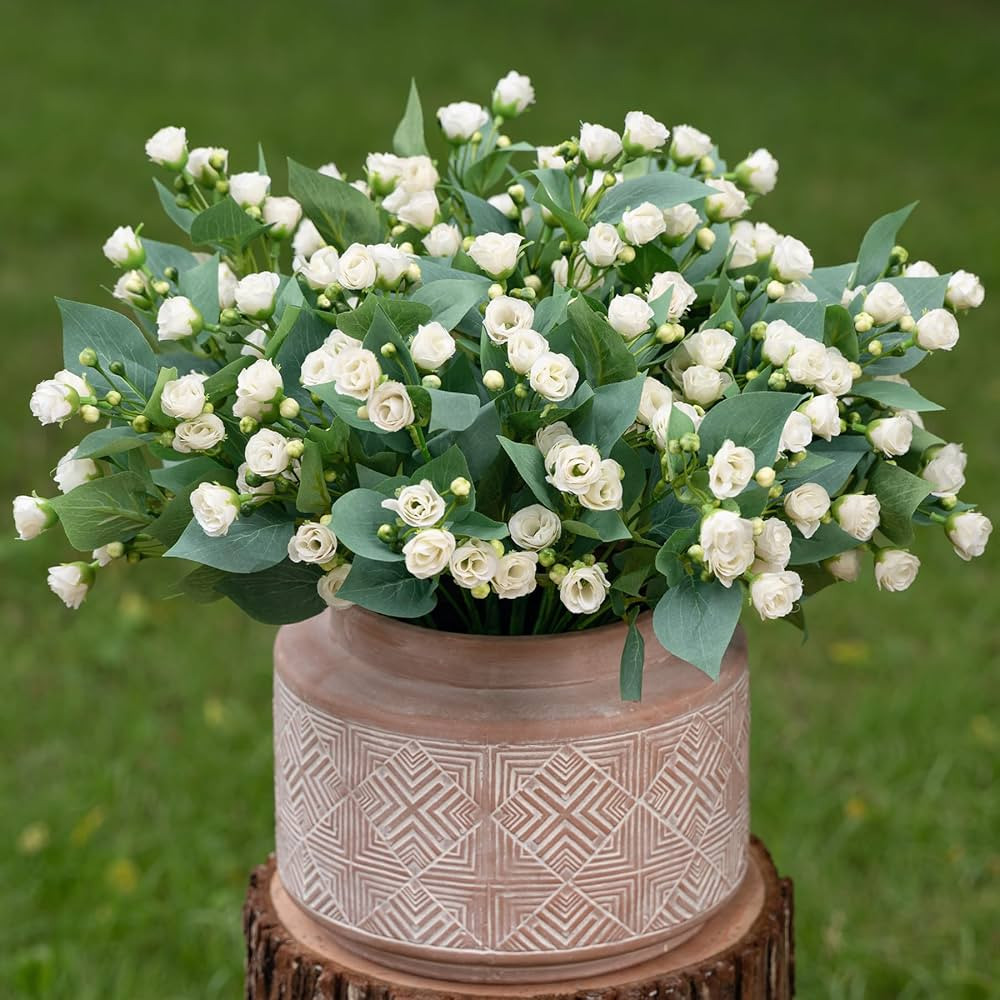 Fake Flowers Rose Outdoor Decor White Flowers Wedding Decor Roses Flowersr for Plastic Flowers Ar... | Amazon (US)