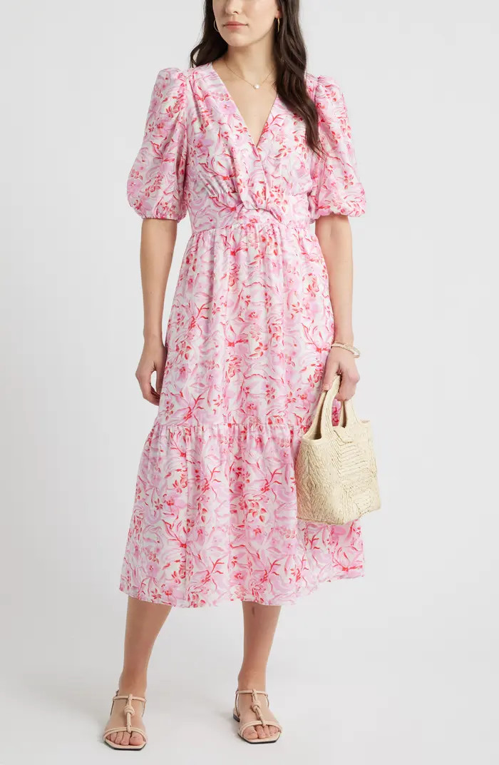 Twist Detail Allover Print Midi Dress | Nordstrom