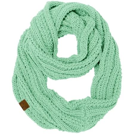 CC Winter Soft Matching Unisex Chunky Knit Cowl Loop Infinity Scarf (Ribbed Solid Mint) | Walmart (US)