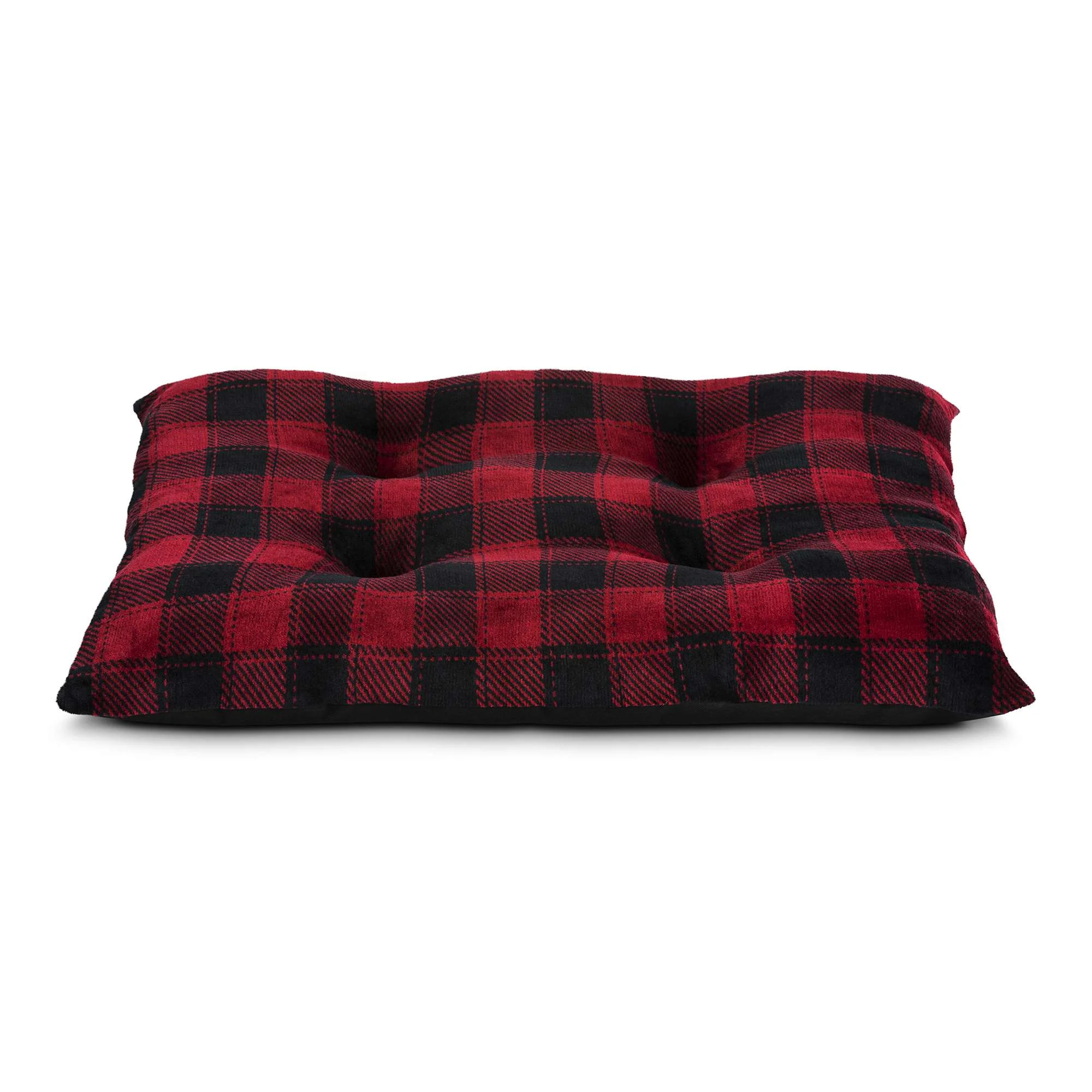 Vibrant Life Holiday Pillow Dog Bed, Black and Red Buffalo Plaid, Medium 36" x 27" | Walmart (US)