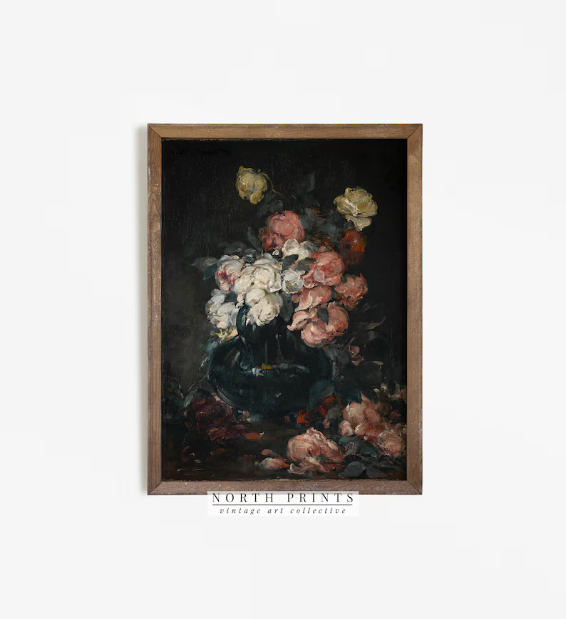 Flower Still Life Vintage Print  Moody French Painting Decor - Etsy | Etsy (US)