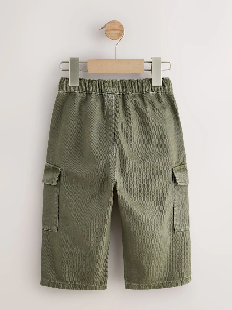 Khaki Green Washed Wide Leg Cargo Trousers (3mths-7yrs) | Next US