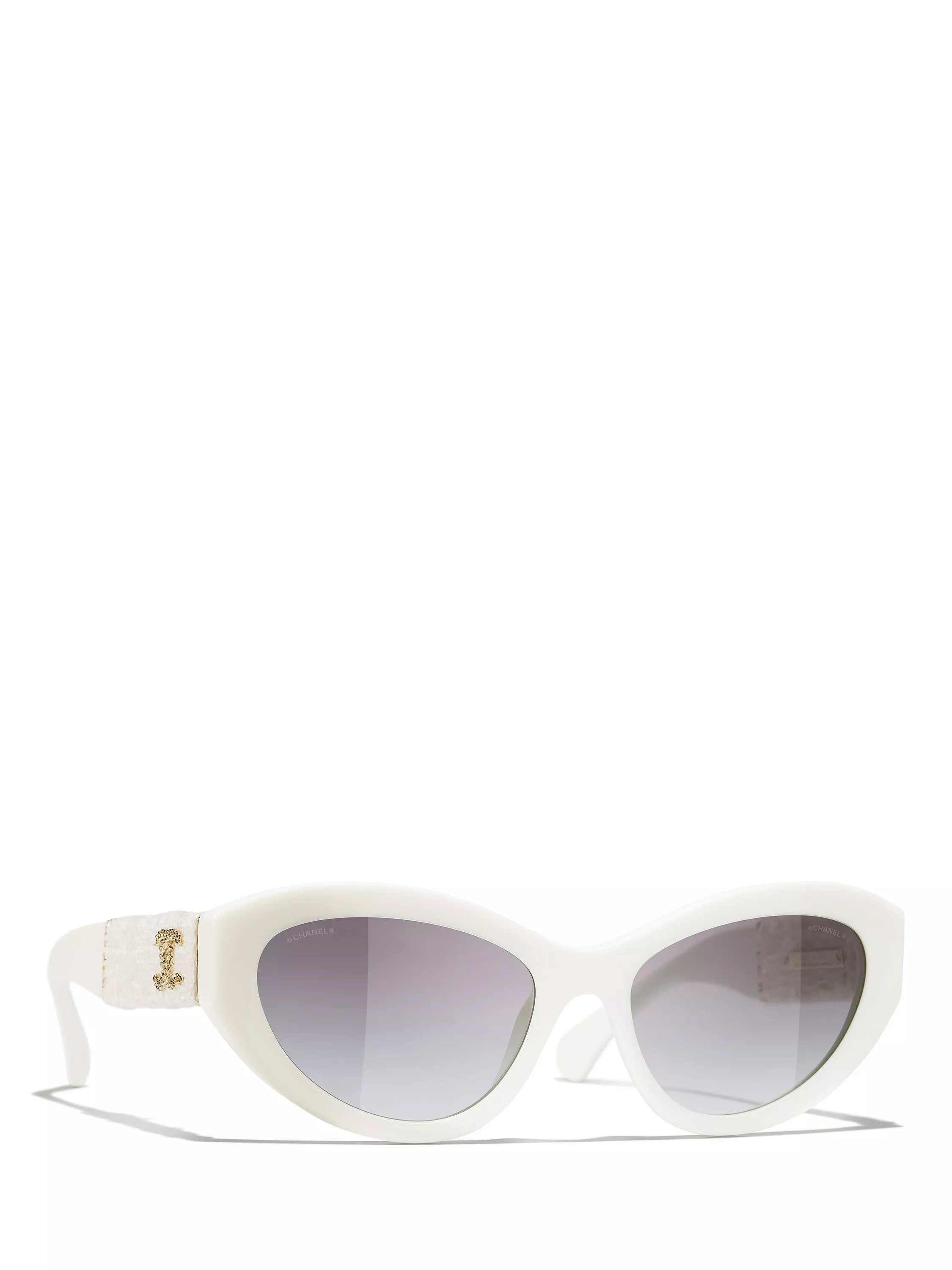 CHANEL Cat Eye Sunglasses CH5513 White/Grey Gradient | John Lewis (UK)