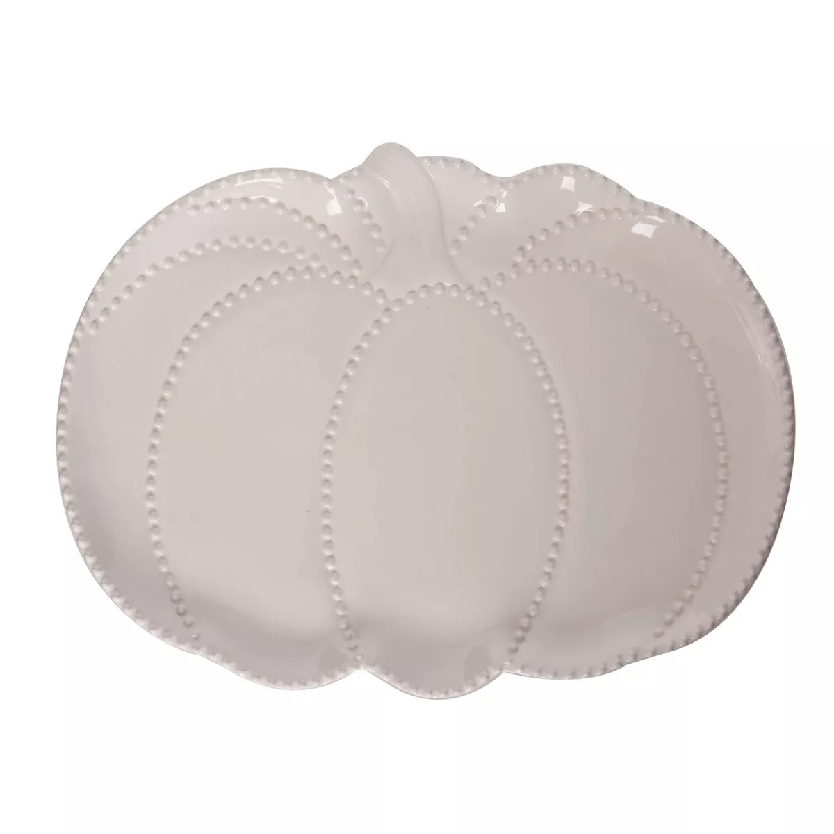 Transpac Dolomite 13 in. White Harvest Pumpkin Hobnail Platter | Target